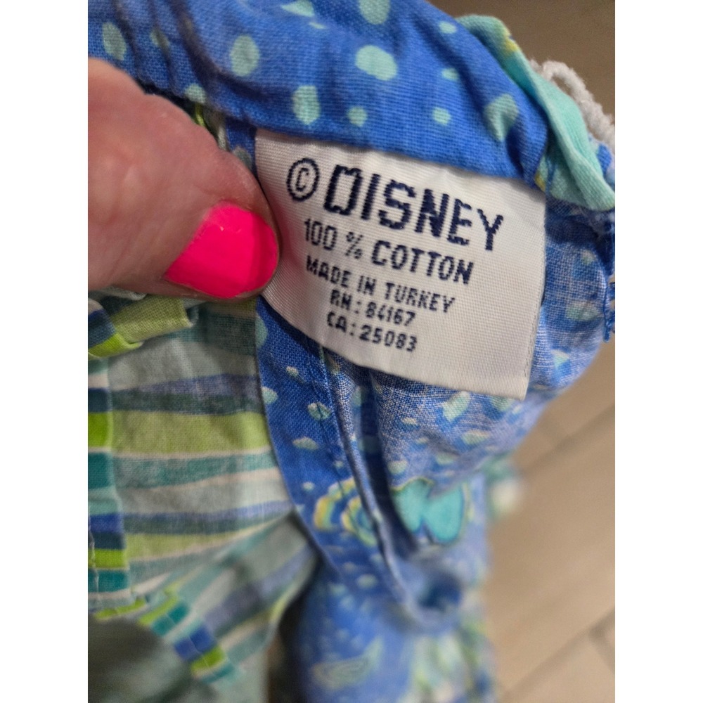 Vintage Blue Green Disney Mickey Mouse Cotton Flat Sheet Set Queen Bedding - Picture 5 of 7